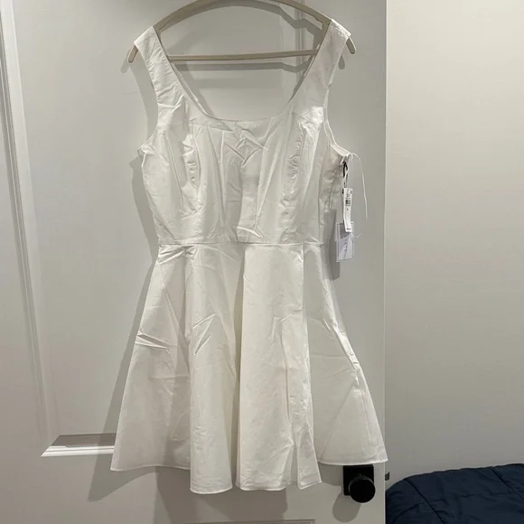 1 State White Mini Dress Womens Medium Fit Flare Sleeveless Summer NWT - Picture 2 of 5